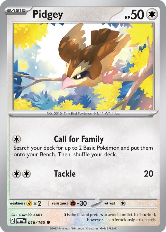 Pidgey Common SV: Scarlet & Violet 151 016/165 NM