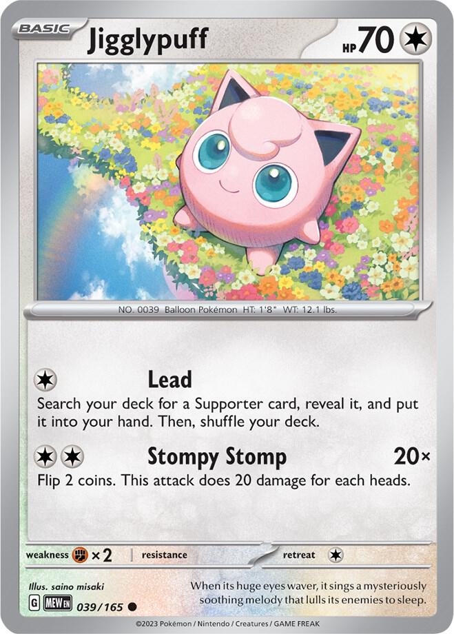 Jigglypuff Common SV: Scarlet & Violet 151 039/165 NM
