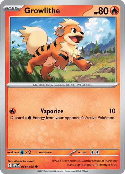 Growlithe Common SV: Scarlet & Violet 151 058/165 NM