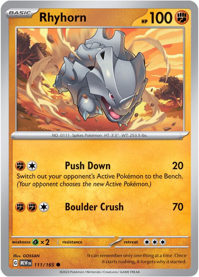 Rhyhorn Common SV: Scarlet & Violet 151 111/165 NM