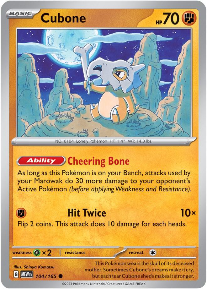 Cubone Common SV: Scarlet & Violet 151 104/165 NM