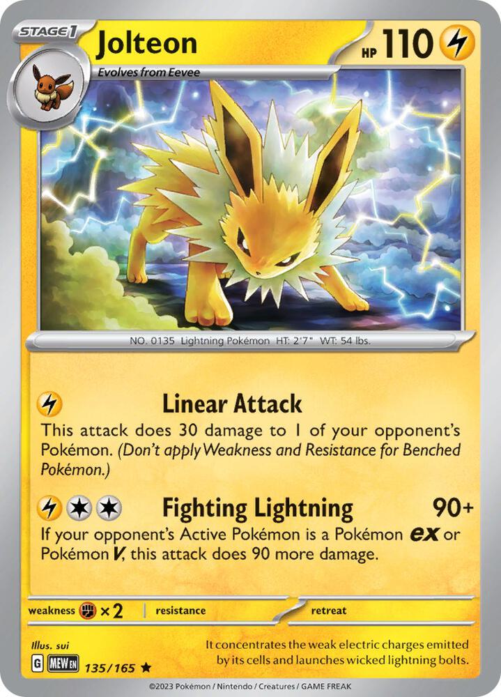 Jolteon Rare SV: Scarlet & Violet 151 135/165 NM