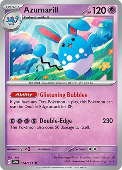 Azumarill Uncommon SV08: Surging Sparks 074/191 NM