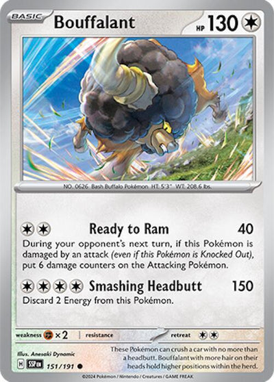 Bouffalant Common SV08: Surging Sparks 151/191 NM