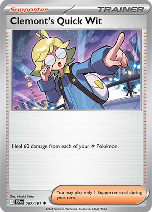 Clemont's Quick Wit - 167/191 Uncommon SV08: Surging Sparks 167/191 NM