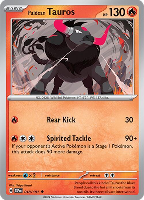 Paldean Tauros - 018/191 Uncommon SV08: Surging Sparks 018/191 NM