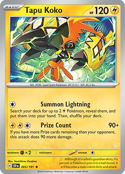 Tapu Koko Rare SV08: Surging Sparks 065/191 NM