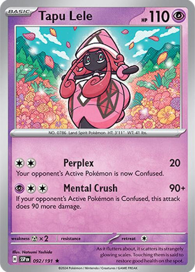 Tapu Lele Rare SV08: Surging Sparks 092/191 NM