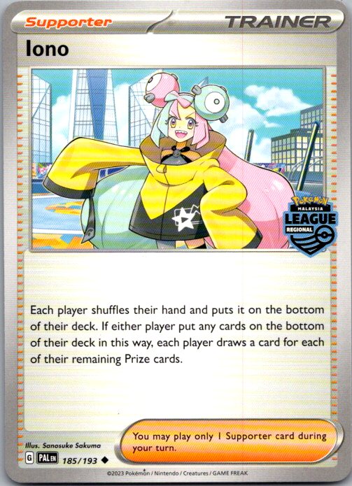 Pokémon Iono 185/193 Malaysia Regional League SEA Stamp Promo