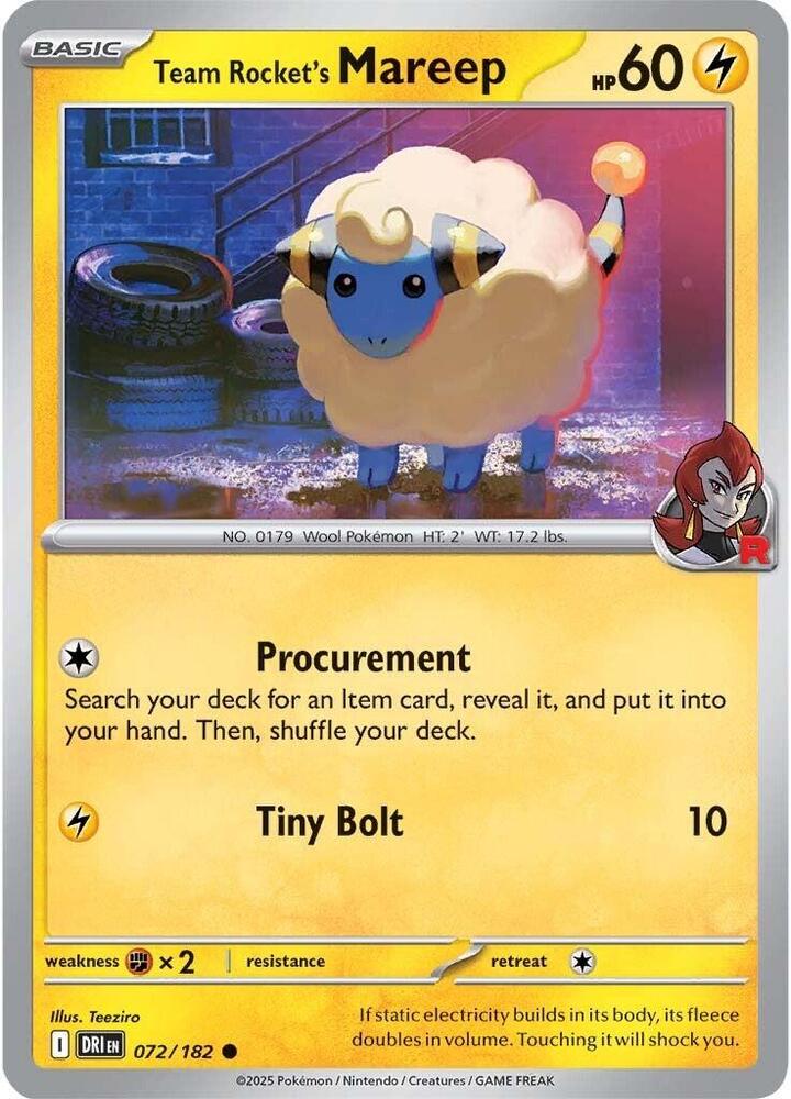 Team Rocket's Mareep 072/182 Common SV10: Destined Rivals NM