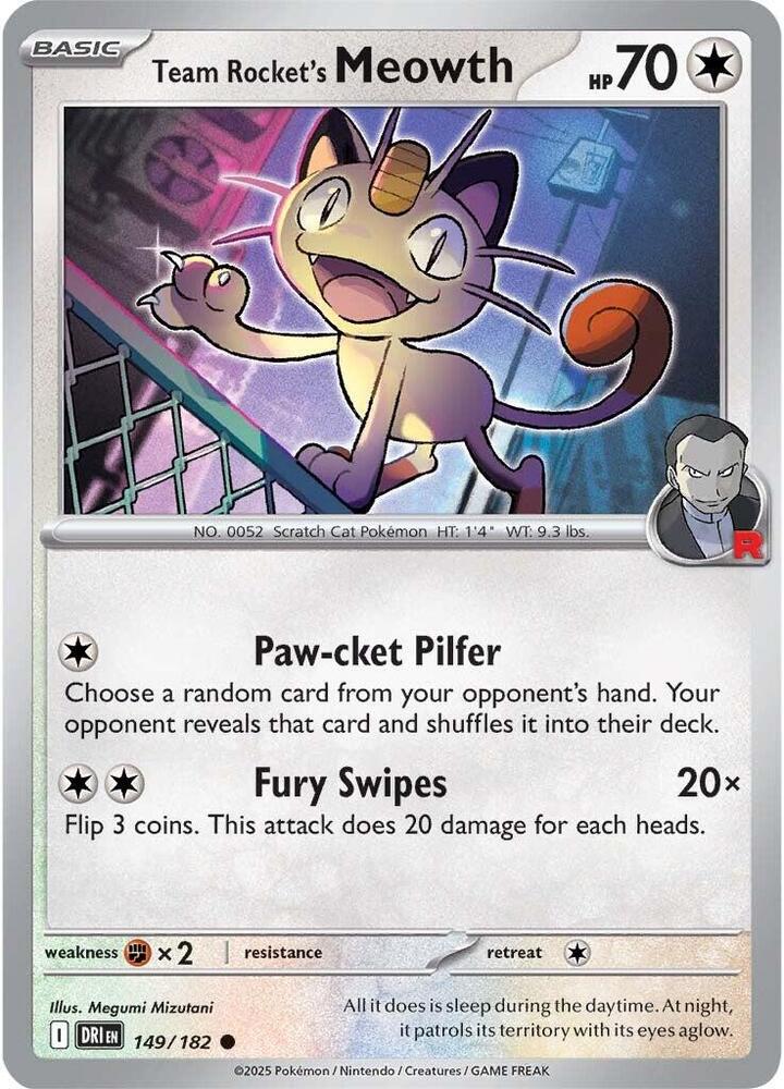 Team Rocket's Meowth 149/182 Common SV10: Destined Rivals NM
