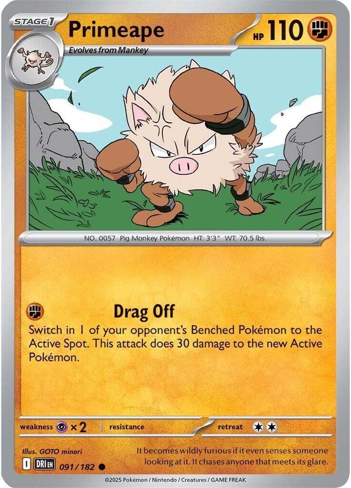 Primeape 091/182 Common SV10: Destined Rivals NM