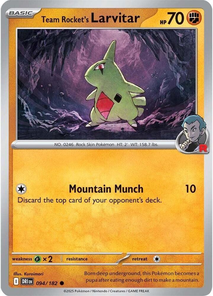 Team Rocket's Larvitar 094/182 Common SV10: Destined Rivals NM