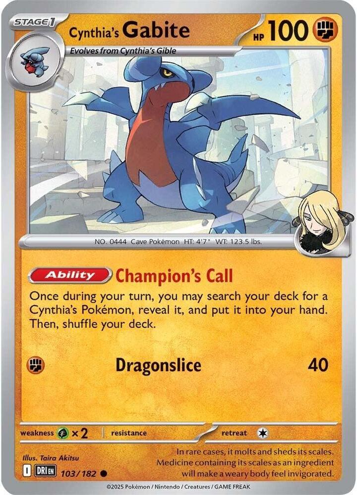 Cynthia's Gabite 103/182 Common SV10: Destined Rivals NM