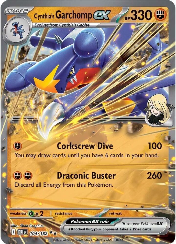 Cynthia's Garchomp ex - 104/182 104/182 Double Rare SV10: Destined Rivals NM