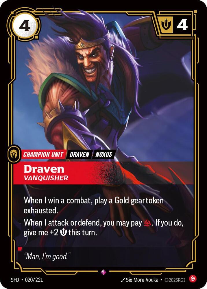 Draven - Vanquisher Rare Spiritforged 020/221 NM