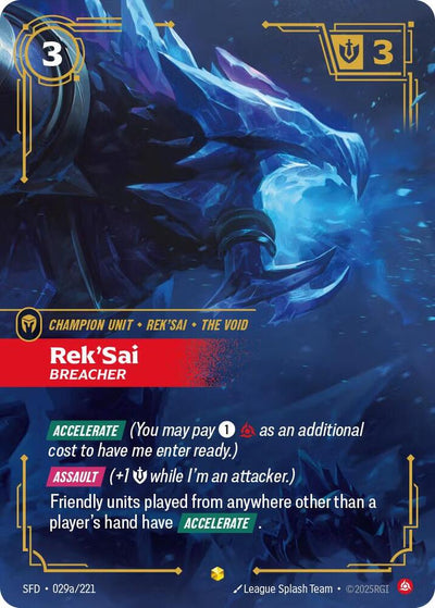 Rek'Sai - Breacher (Alternate Art) Showcase Spiritforged 029a/221 NM