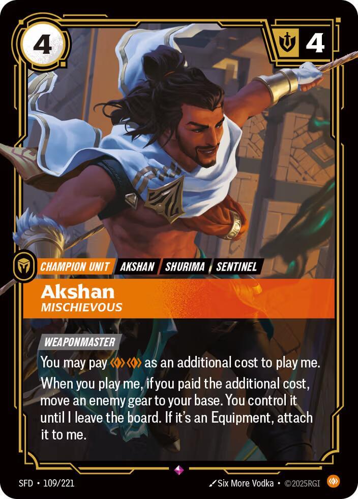 Akshan - Mischievous Rare Spiritforged 109/221 NM
