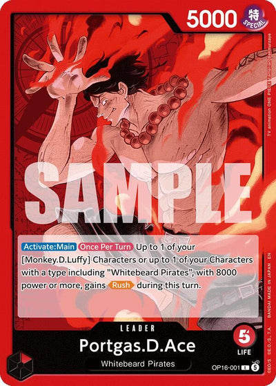Portgas.D.Ace (001) L The Time of Battle OP16-001 NM