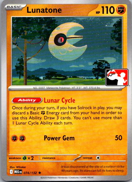 Lunatone - Rare Prize Pack Series Cards 074/132 NM