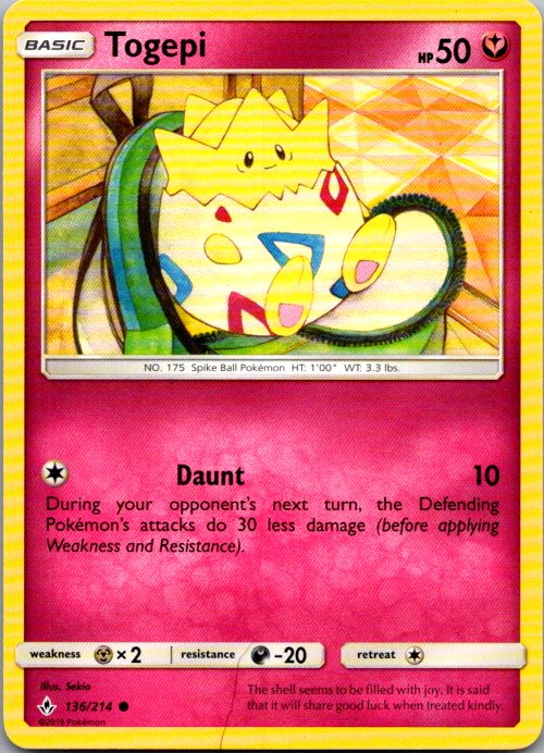 Togepi Common SM - Unbroken Bonds 136/214 NM