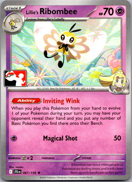 Lillie's Ribombee Rare Prize Pack Series Cards 067/159 NM