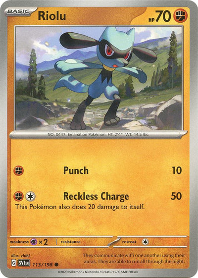 Riolu - 113/198 Common SV01: Scarlet & Violet Base Set 113/198 NM