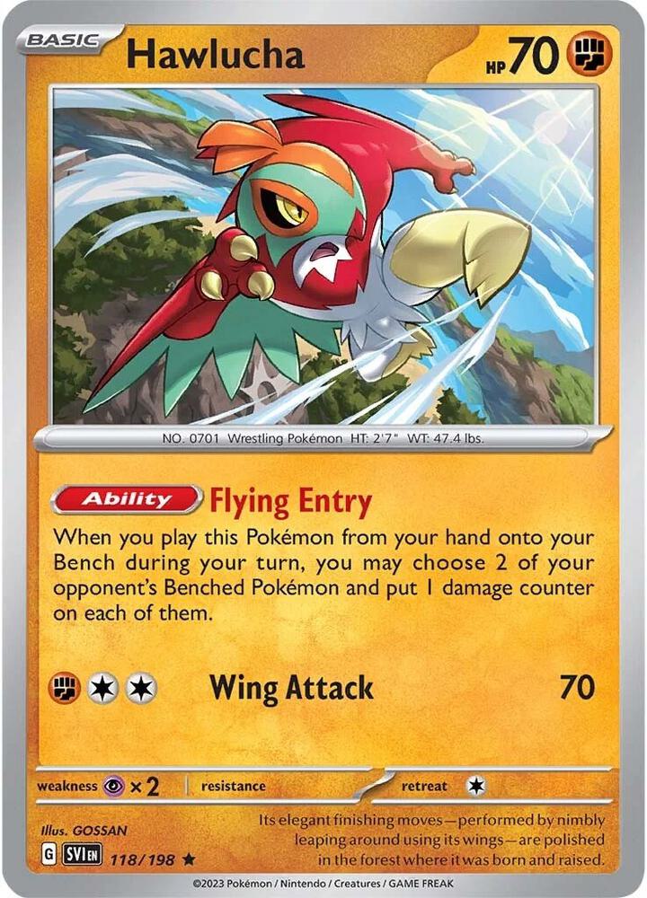 Hawlucha Rare SV01: Scarlet & Violet Base Set 118/198 NM