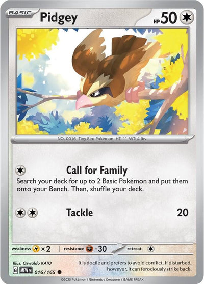 Pidgey Common SV: Scarlet & Violet 151 016/165 NM