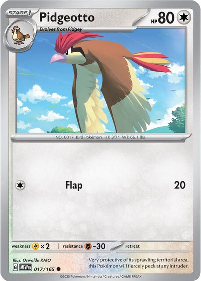 Pidgeotto Common SV: Scarlet & Violet 151 017/165 NM