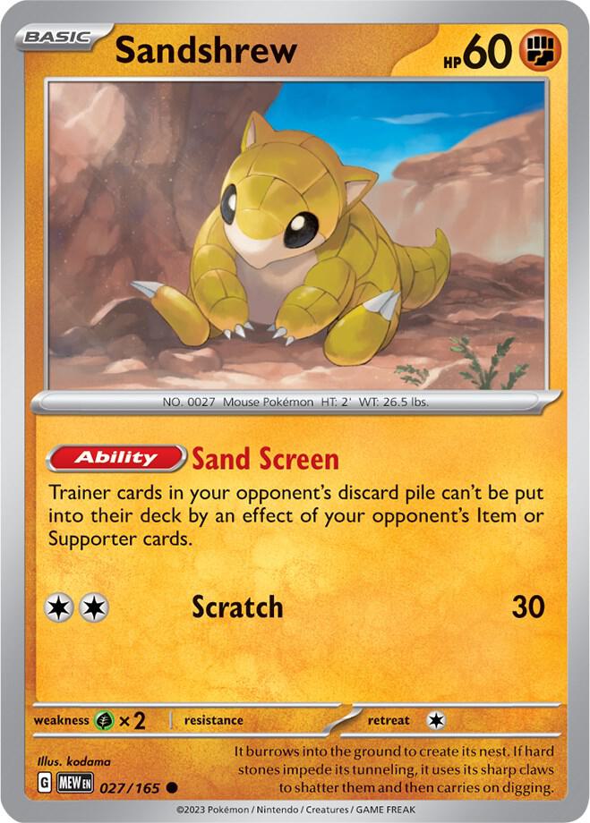 Sandshrew Common SV: Scarlet & Violet 151 027/165 NM