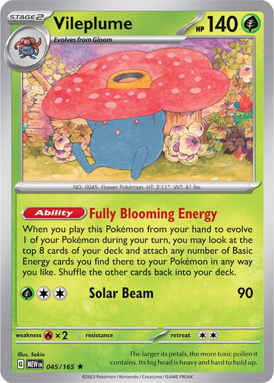Vileplume Rare SV: Scarlet & Violet 151 045/165 NM