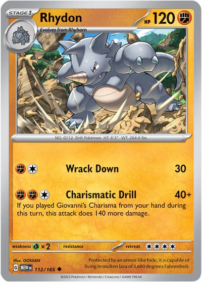 Rhydon Uncommon SV: Scarlet & Violet 151 112/165 NM