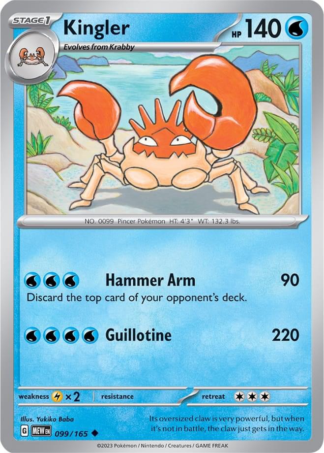 Kingler Uncommon SV: Scarlet & Violet 151 099/165 NM