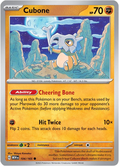 Cubone Common SV: Scarlet & Violet 151 104/165 NM
