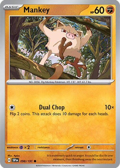 Mankey Common SV08: Surging Sparks 098/191 NM