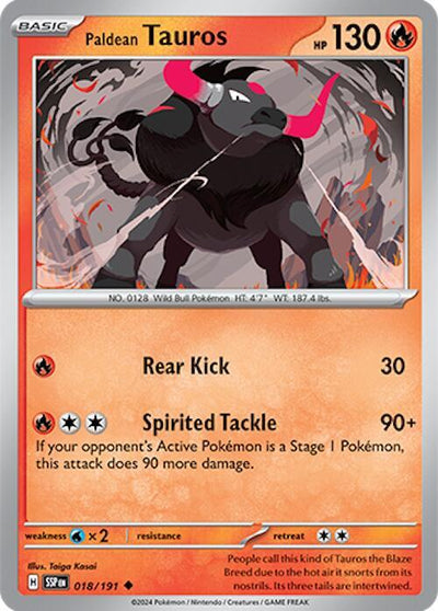 Paldean Tauros - 018/191 Uncommon SV08: Surging Sparks 018/191 NM