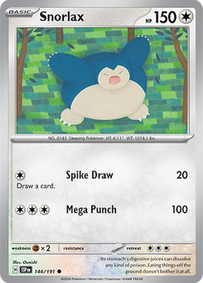 Snorlax Common SV08: Surging Sparks 144/191 NM