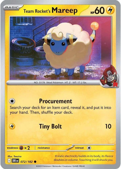 Team Rocket's Mareep 072/182 Common SV10: Destined Rivals NM
