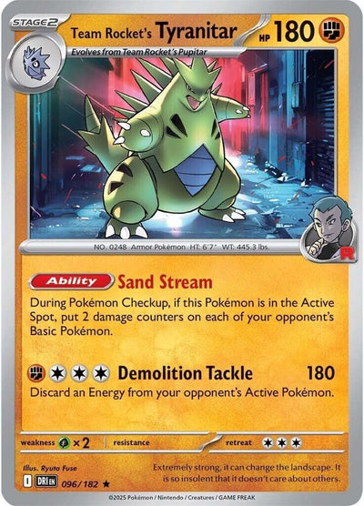 Team Rocket's Tyranitar 096/182 Rare SV10: Destined Rivals NM