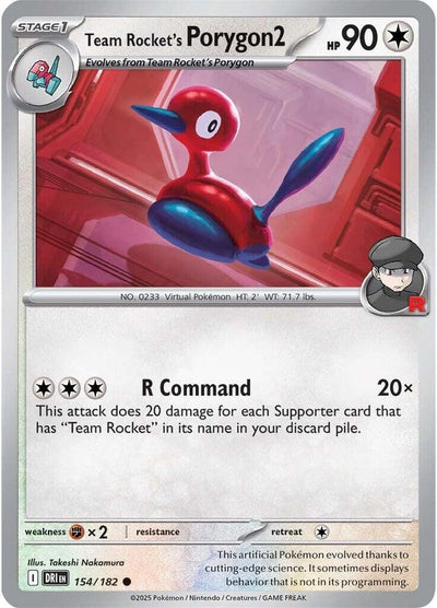 Team Rocket's Porygon2 154/182 Common SV10: Destined Rivals NM