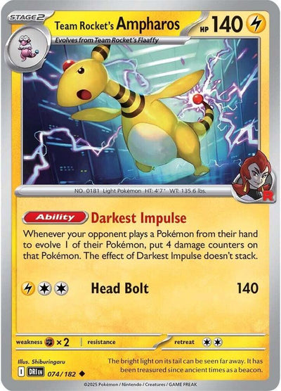 Team Rocket's Ampharos 074/182 Uncommon SV10: Destined Rivals NM