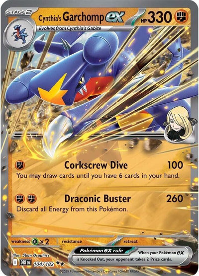 Cynthia's Garchomp ex - 104/182 104/182 Double Rare SV10: Destined Rivals NM