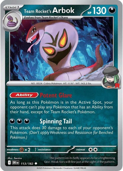 Team Rocket's Arbok 113/182 Uncommon SV10: Destined Rivals NM