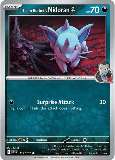 Team Rocket's Nidoran F 114/182 Common SV10: Destined Rivals NM