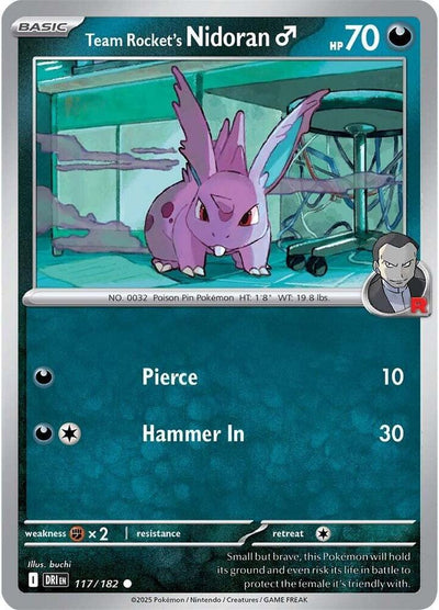 Team Rocket's Nidoran M 117/182 Common SV10: Destined Rivals NM