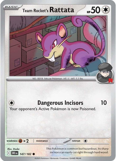 Team Rocket's Rattata 147/182 Common SV10: Destined Rivals NM