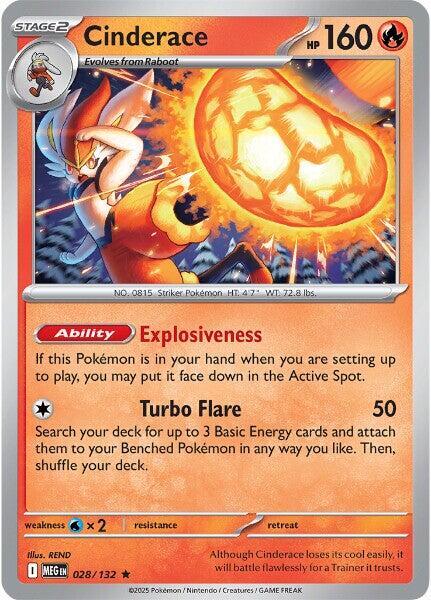 Cinderace Rare ME01: Mega Evolution 028/132 NM