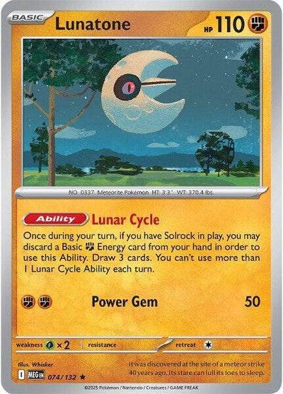 Lunatone Rare ME01: Mega Evolution 074/132 NM