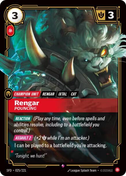 Rengar - Pouncing Rare Spiritforged 025/221 NM